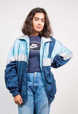 90'S VINTAGE BLUE SHELL TRACKSUIT JACKET TOP