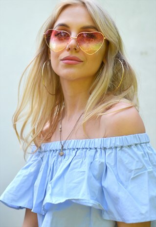 RETRO PINK & YELLOW HEART TINTED FESTIVAL SUNGLASSES
