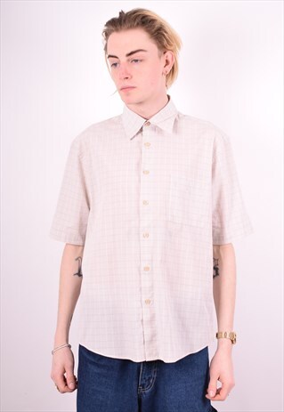 YVES SAINT LAURENT MENS VINTAGE SHIRT LARGE GREY CHECK 90'S