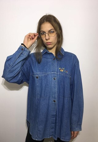 VINTAGE 80' AMAZING OVERSIZE UNISEX DENIM SHIRT