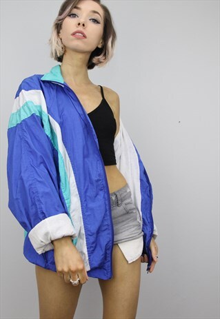 VINTAGE 80S 90S OVERSIZED SHELL SUIT FESTIVAL JACKET
