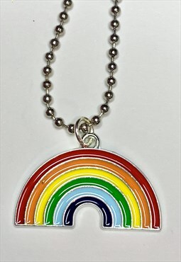 funky enamel rainbow ballchain unisex necklace