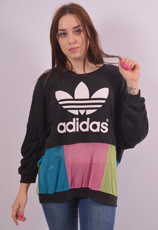VINTAGE ADIDAS SWEATSHIRT JUMPER OVERSIZED BLACK