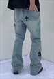 BLUE CROSSES EMBROIDERED DENIM JEANS PANTS TROUSERS UNISEX