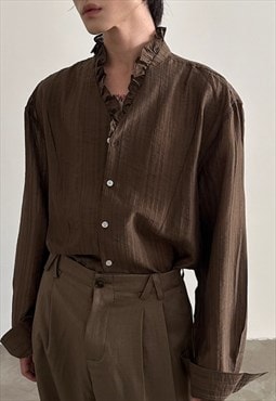 Men's French textured pleated lace shirt AW24 Vol.1