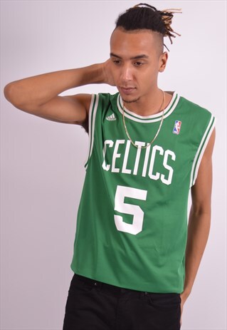 ADIDAS MENS VINTAGE BOSTON CELTICS VEST TOP MEDIUM GREEN 90S