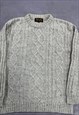 VINTAGE KNITTED JUMPER CABLE KNIT PATTERNED CHUNKY SWEATER