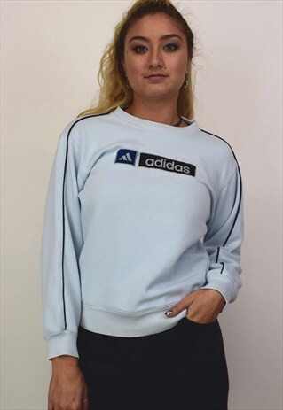 VINTAGE 90'S ADIDAS LIGHT BLUE JUMPER