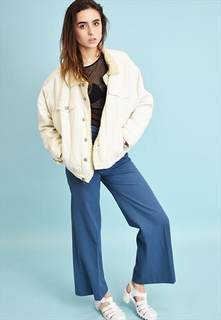 90'S RETRO FAUX FUR LINED VELVETEEN CORDUROY JACKET
