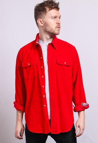 VINTAGE CORDUROY CORD SHIRT RED
