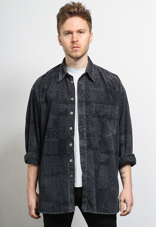 VINTAGE CORDUROY CORD SHIRT GREY