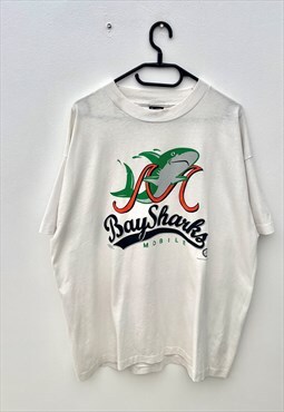 Vintage mobile baysharks baseball white T-shirt XL