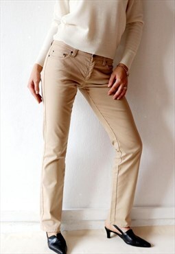 Vintage 90s Y2K Slim Jeans Beige Trousers Regular Waist 00s
