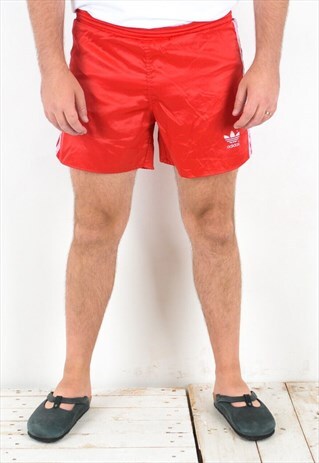 L Men Vintage Nylon Silky Shorts 80's Retro Sprinter Running