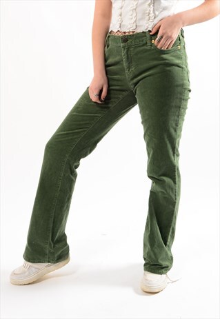 RETRO J.CREW GREEN CORDUROY TROUSERS.
