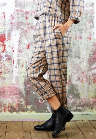 TAPERED TROUSERS IN BEIGE CHECK