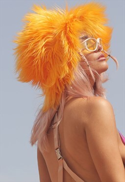 Super Fluff Faux Fur Hat (Orange)