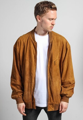 VINTAGE OVERSIZED SUEDE BOMBER JACKET