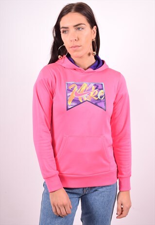 NIKE WOMENS VINTAGE HOODIE JUMPER MEDIUM PINK 90'S
