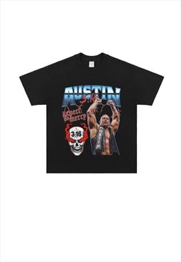 Black Stone Cold Graphic Cotton fans T shirt tee