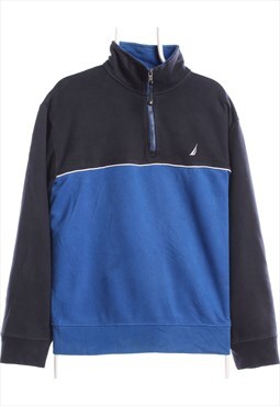Vintage 90's Nautica Sweatshirt Quarter Zip Blue Large