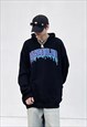 BLACK GRAPHIC COTTON OVERSIZED HOODIES 