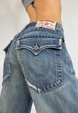Vintage Y2k True Religion Jeans Baggy Loose Contrast Stitch
