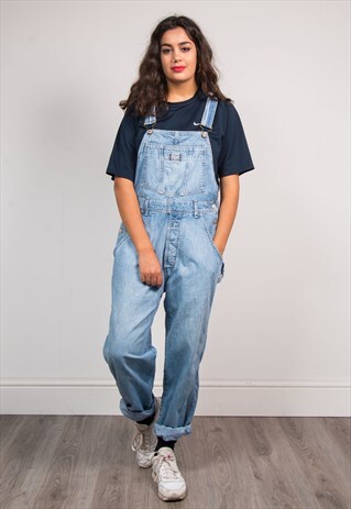 90'S VINTAGE LIGHT BLUE LEVI'S DENIM DUNGAREES