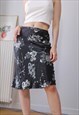 Vintage Y2K Chinese Dragon Satin Midi Skirt