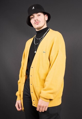 YELLOW KNIT LACOSTE CARDIGAN
