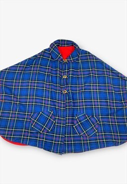 Vintage Reversible Checked Wool Cape Poncho Jacket BV15548