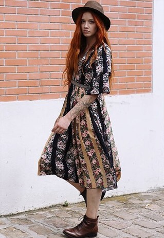 BOHO FLORAL MIDI DRESS