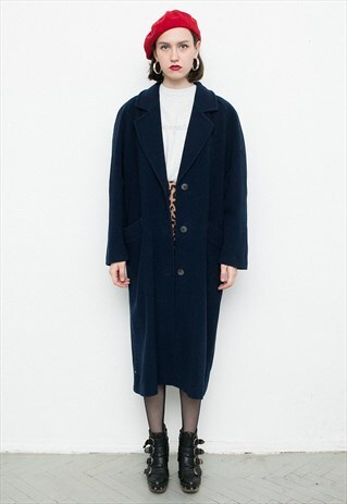 DARK BLUE WOOL COAT