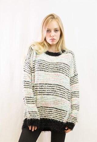 STRIPE MIX YARD OVERSIZE JUMPER (BLACK)