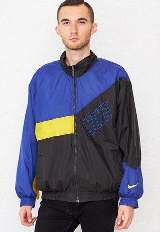 VINTAGE BLACK BLUE NIKE TRACK SHELL JACKET