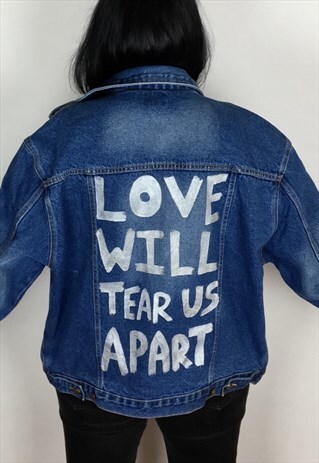 LOVE WILL TEAR US APART HAND PAINTED VINTAGE DENIM JACKET