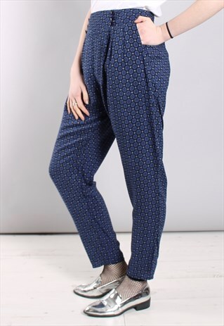 VINTAGE 80S PATTERNED HIGH WAISTED BUTTON TROUSERS
