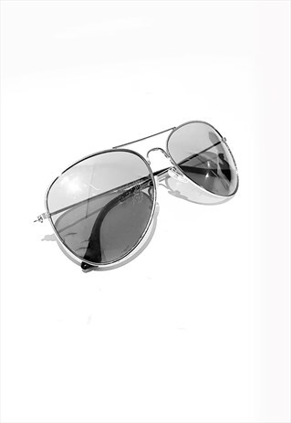 54 Floral Mirrored Aviator Sunglasses Shades - Grey/Silver