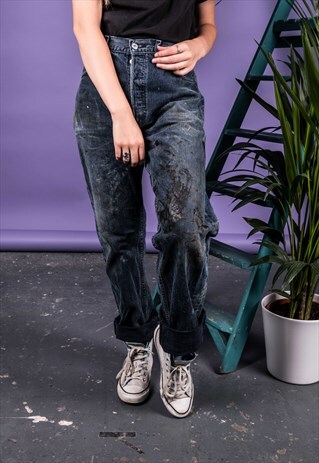 VINTAGE LEVI'S BLUE PAINT MOM JEANS