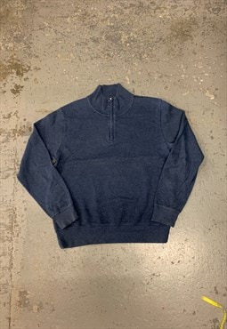 GANT Knit Jumper Navy Blue 1/4 Zip Sweater 