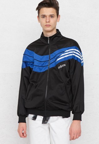 VINTAGE BLACK ADIDAS ZIP TRACK JACKET
