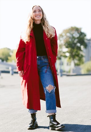 VINTAGE 80S RED OVERSIZED DUSTER COAT