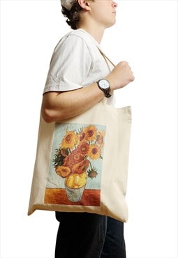 Van Gogh Sunflower Tote Bag Vintage Art Flower Floral Print