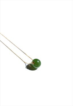 Billiard green bead jade stone necklace