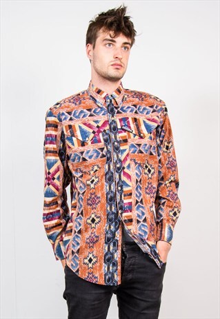 VINTAGE AZTEC FESTIVAL STYLE SHIRT