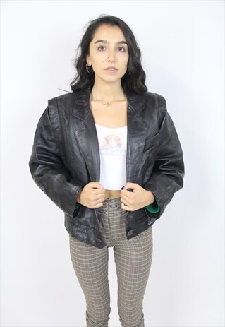 VINTAGE 90S LAURA BIAGIOTTI BLACK LEATHER JACKET
