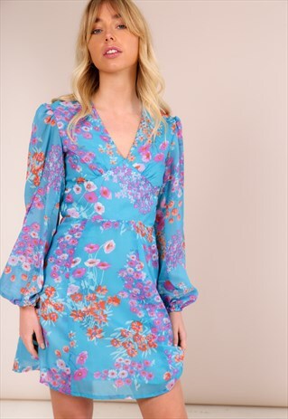 VINTAGE 90S FLORAL PRINT MINI SHIFT DRESS