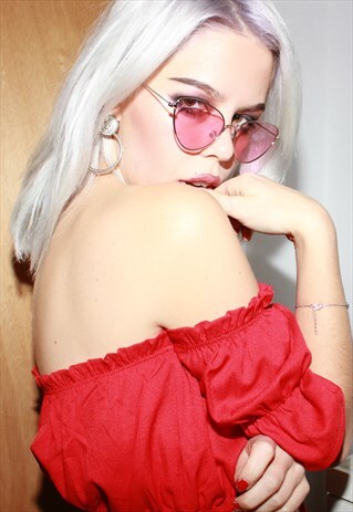 PINK LENS 'MISSISSIPPI' AVIATOR SUNGLASSES