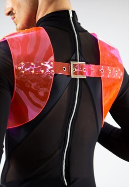 Genderless neon pink pvc harness