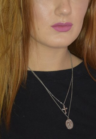 RELIGIOUS DOUBLE LAYER CHARM NECKLACE